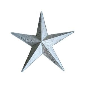 18in Distressed White Metal Barn Star Wall Decor Embossed Rustic